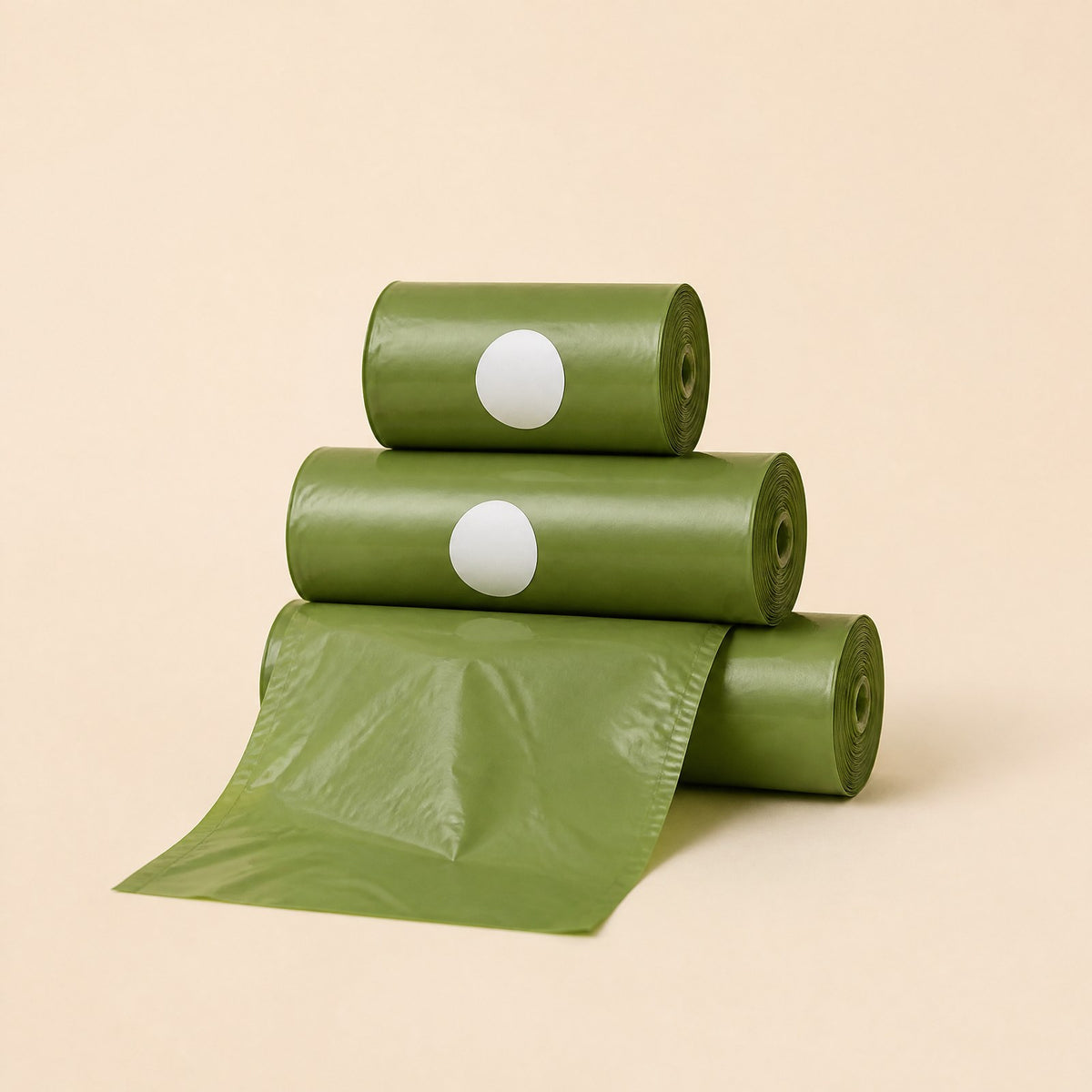 Green dog poop bag rolls