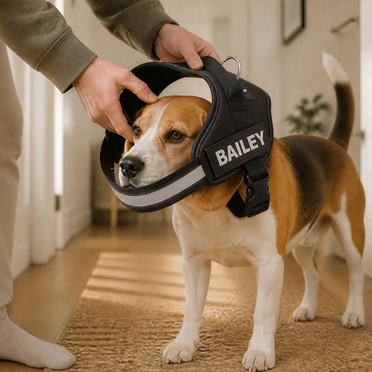 Step 1: slip the harness over your dog's head